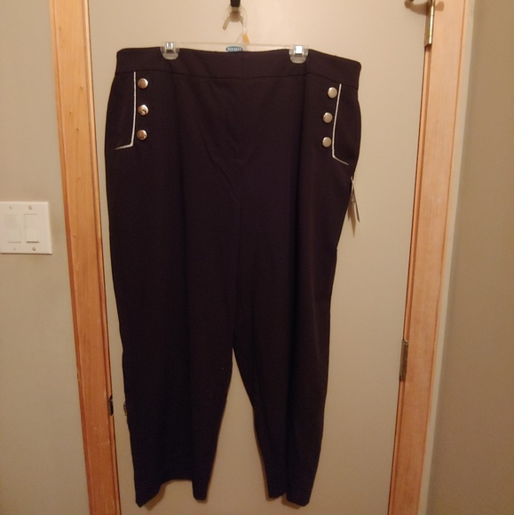 Eloquii Pants - Eloquii Button Straight Leg Pants Nautical Eloquii Pants - Eloquii Button Straight Leg Pants Nautical